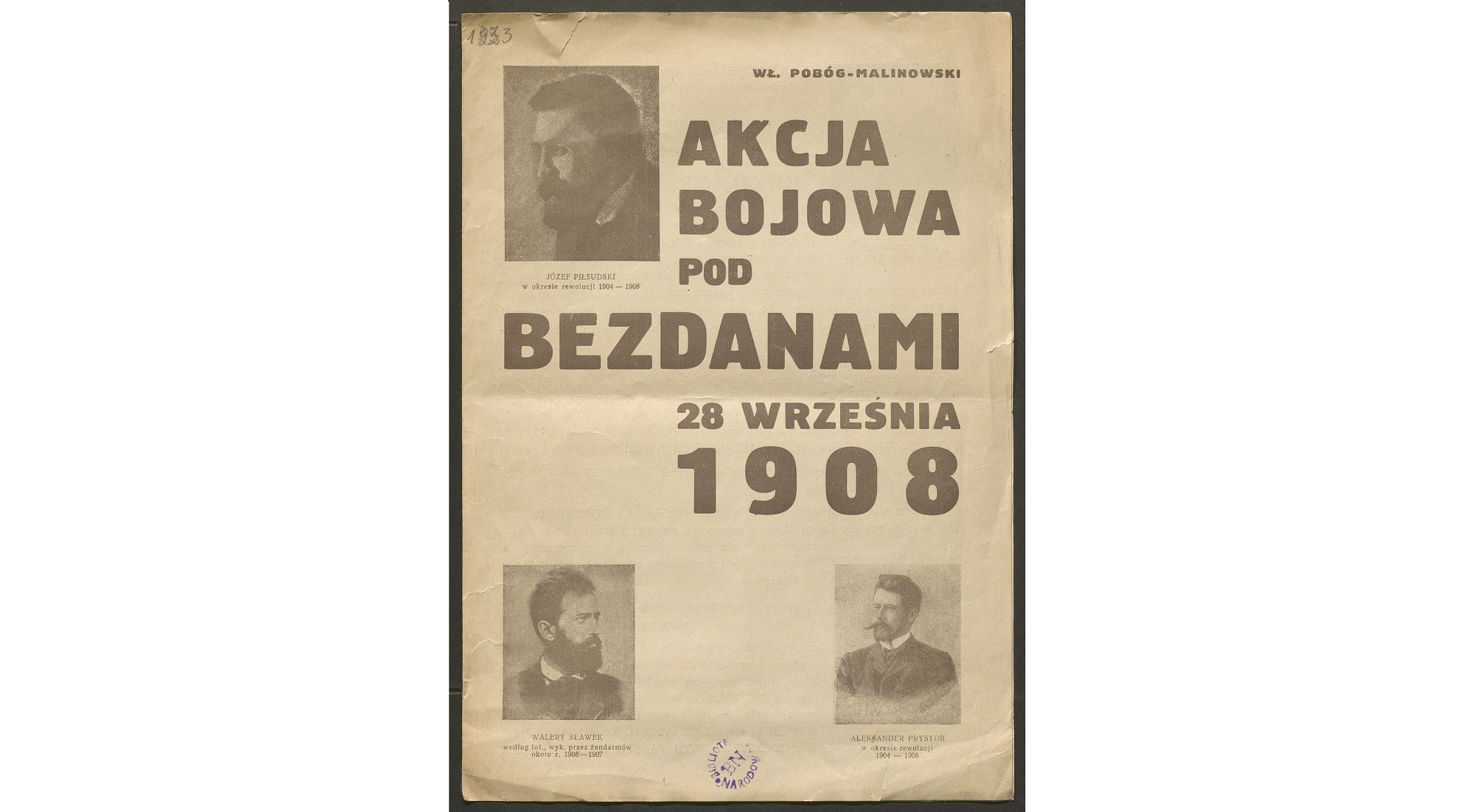 okładka wydawnictwa "Akcja bojowa pod Bezdanami" autorstwa Pobóg-Malinowskiego