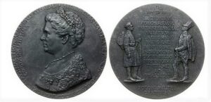 Awers i rewers medalu dla arcyksiężnej Izabelli. Opis zawarto w arykule