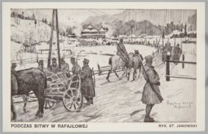 Podczas bitwy pod Rafajłową, rys. S. Janowski.